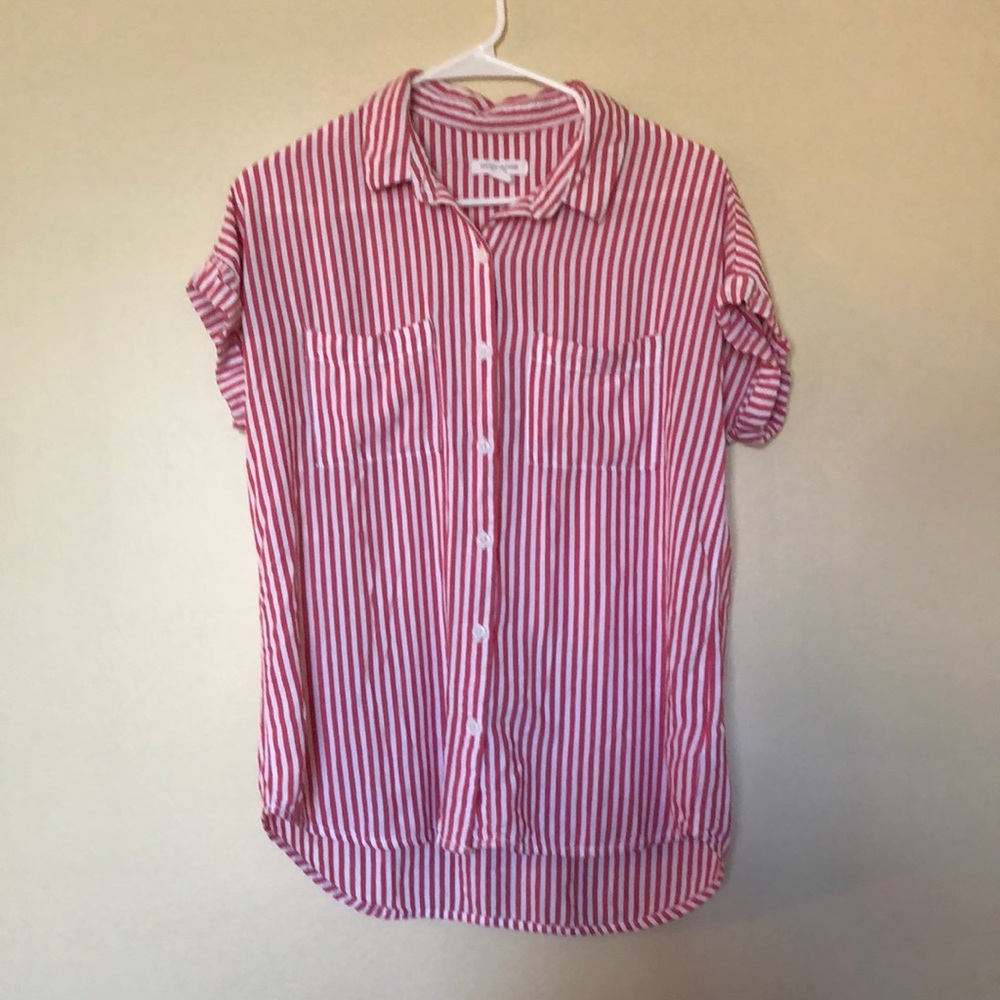 Beach lunch lounge medium button up red/white